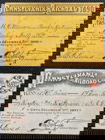 2 Pennsylvania Railroad Exchange Passes: 1890, 1893