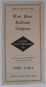 West River Railroad Timetable (Vermont) 4/26/1931