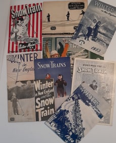 9 Boston & Maine Railroad "Snow Train" Booklets 30's - 50's