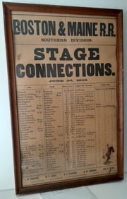 B&M Railroad Southern Division "Stage Connections" 1893 Framed