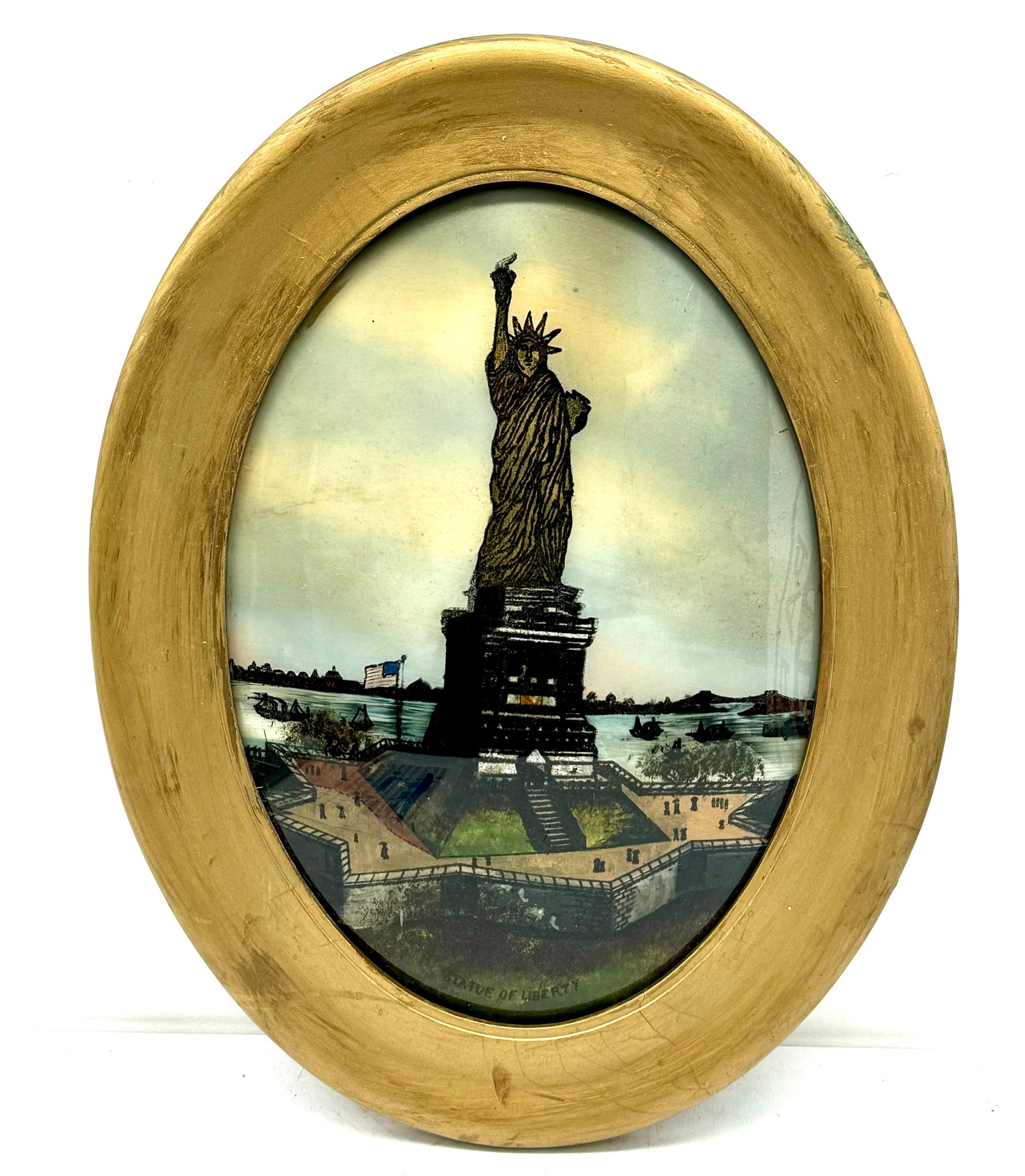 Revers on Glass Statue of Liberty Painting. (1 of 2)