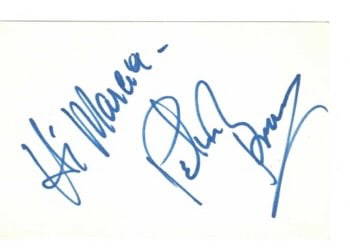 Autograph Peter Brown actor: Autograph Peter Brown. Hand signed & inscribed card. "Hi Marcia Peter Brown".