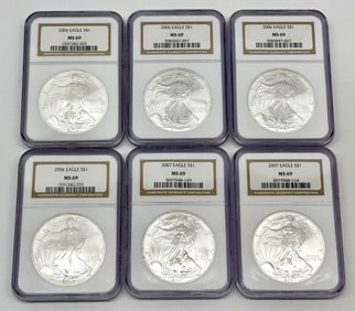 NGC MS 69 Silver Eagle Dollars
