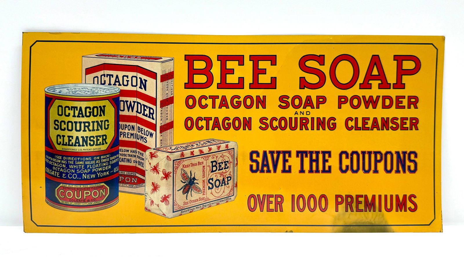 NOS Tin Octagon Bee Soap Sign (1 of 2)