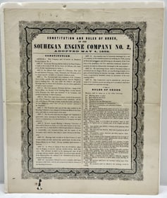 1858 Souhegan Engine Co. No 2 Rules of Order Broadside