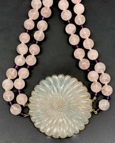 Carved Sunflower Pendant Necklace