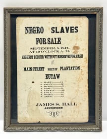 1847 Eutaw Slave Auction Notice