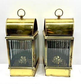 Exceptional Pair of Ship / Yacht Cabin Oil Lamps