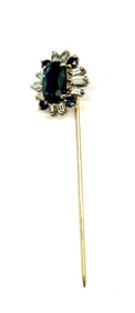 14k Sapphire and Diamond Cluster Stickpin