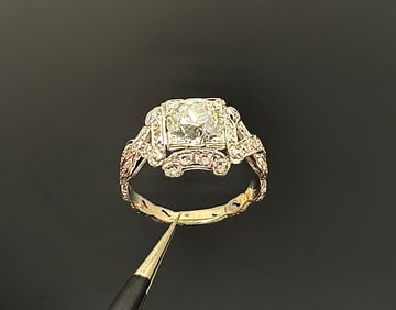 Antique European Cut Platinum Diamond Ring