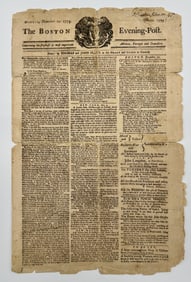 Important Dec. 20 1773 Newspaper Boston Tea Party Account