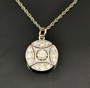 Antique Diamond, Sapphire and Emerald Spinner Pendant