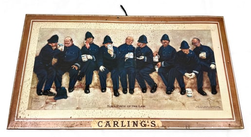 Carling's Tin Over Cardboard Advertising Sign