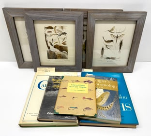 Fly Fishing Related Books and Framed Colored Plates