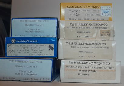 HO Scale passenger Car Kits: 3 Rdg, 3 PRR, 1 LV E&B, BCW