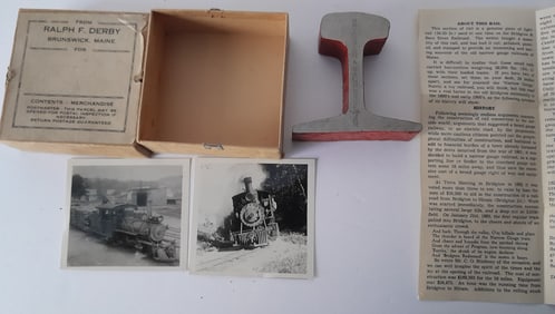 Bridgton & Saco River Rail Section in old box + photos