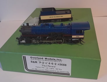HO Brass - Overland B&M "Paul Revere" P-2c Locomotive f/p