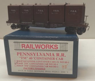HO Brass - Railworks PRR FM SD-1 f/p Flat & Containers