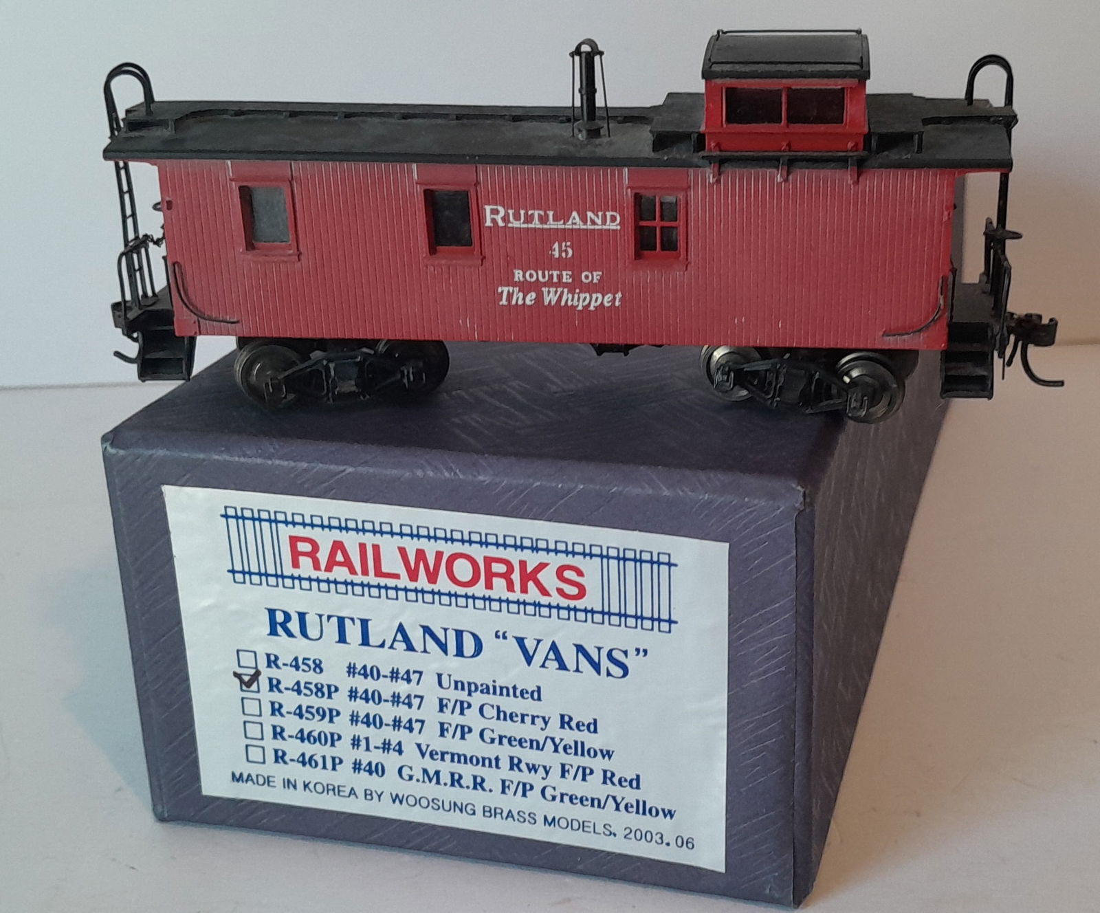 HO Brass - Railworks Rutland R-448P  Van in f/p  Red #45 (1 of 6)