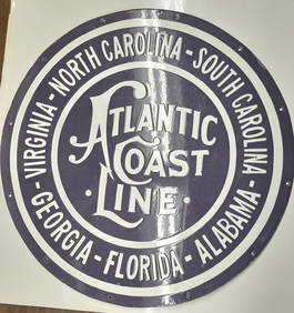 Atlantic Coast Line Railroad Porcelain SIgn 22" nice! (1 of 5)