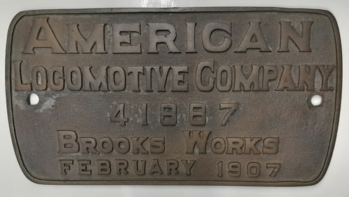 Northern Pacific ALCo Builder's Plate #41887 - NP 2-8-2