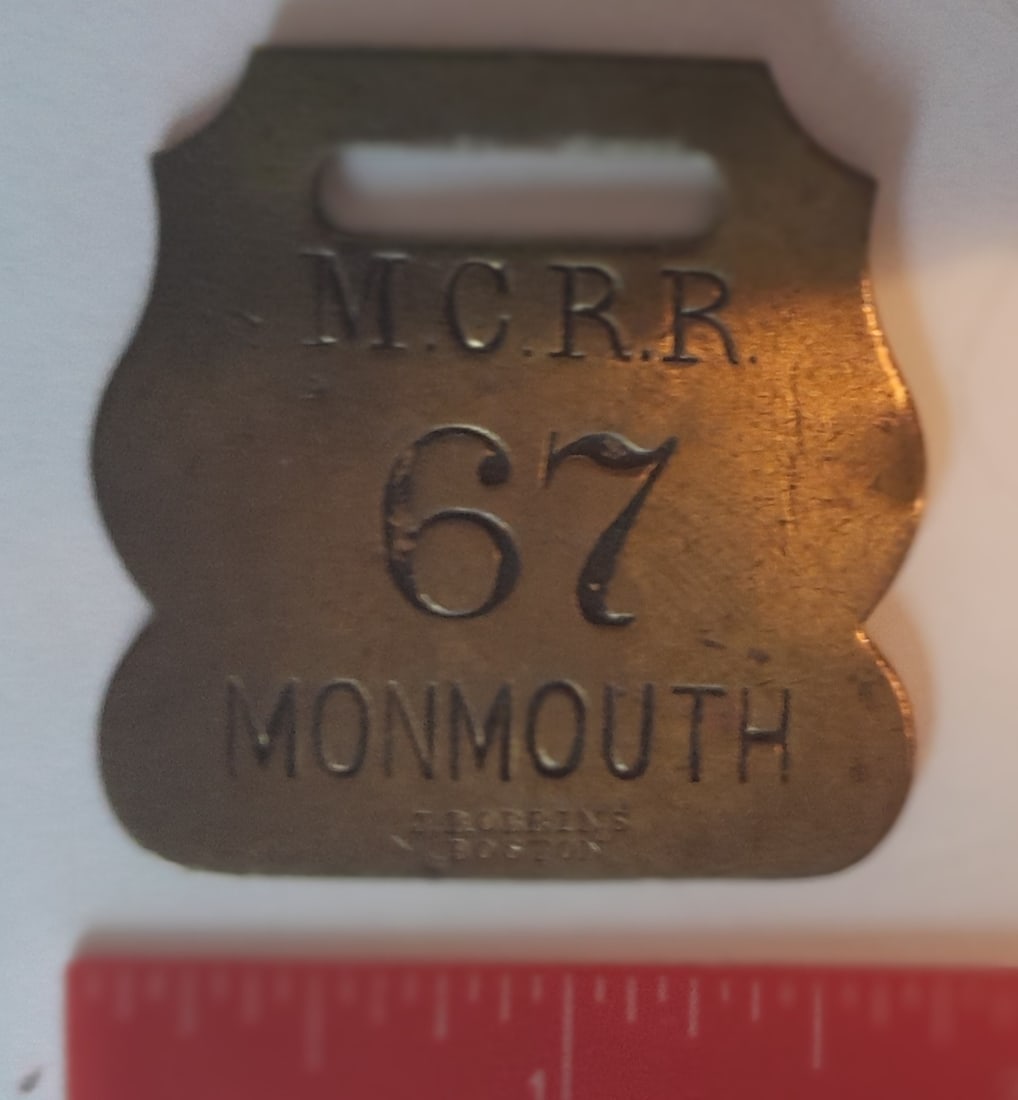 Maine Central Brass Baggage Tag - Monmouth, Maine #67 (1 of 1)