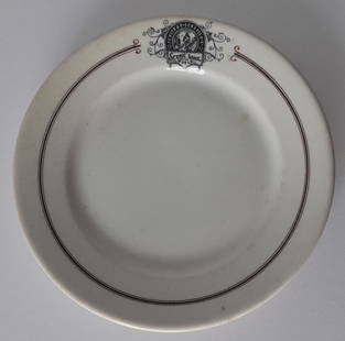 Denver & Rio Grande old Curecanti Pattern Bread Plate: A china bread plate made by Onondaga Pottery is Syracuse, New York. It measures 6" in diameter and has the wonderful Curecanti logo at 12:00. The back has an embossed OPCo date code that is hard to ma