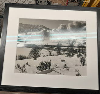 Framed Steinheimer Photograph Utah Steam Locomotive 1951: Professionally Framed Steinheimer black & white photograph of Denver & Rio Grande #1403 a 2-10-2 class steam locomotive in Spanish Fork Canyon near Thistle Utah. A vintage silver print that has been p