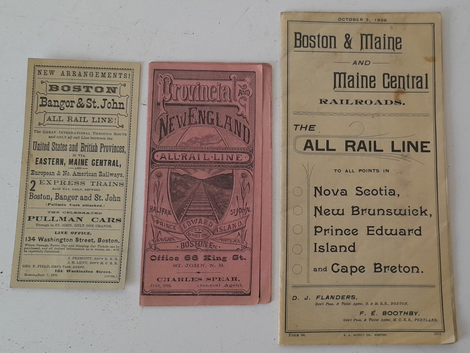 New England & Maritimes 3 Timetables 1872, 1882, 1898 (1 of 4)