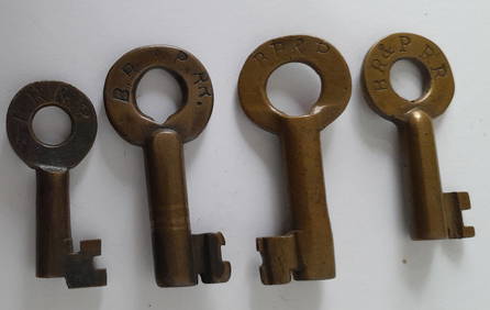 4 BR&P Brass Keys: 2 Bohannan, Adlake + 1 (1 of 2)