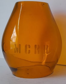 Amber Etched Maine Central Lantern Globe MCRR Corning