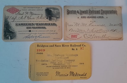 3 New England Railroad Passes: Eastern, B&L, B&SR