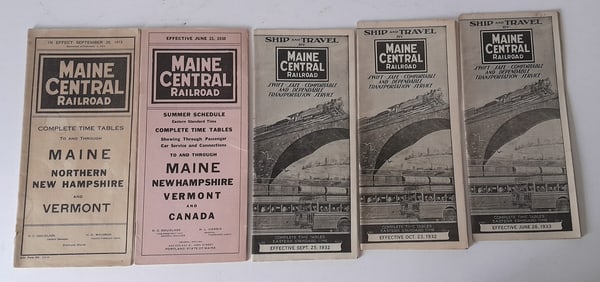 Maine Central Railroad TImetables (5) 1915-1930s