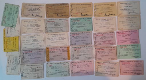 30 Maine Central Railroad Annual Passes 1921-1954