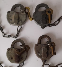 Railroad Steel Stamped Locks with Keys: NJZ, PRR, PC, CNJ