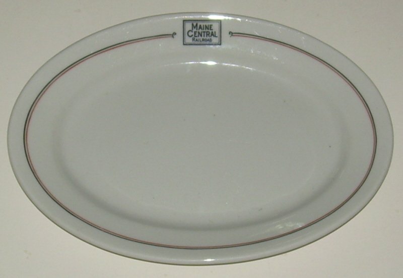 Maine Central "Bangor" pattern China Platter : Maine Central "Bangor" pattern China Platter 10 1/4" - This platter measures 10 1/4" by 7 1/4". It has the standard ML China maker and Mitchell Woodbury supplier backstamp. This platter is much better