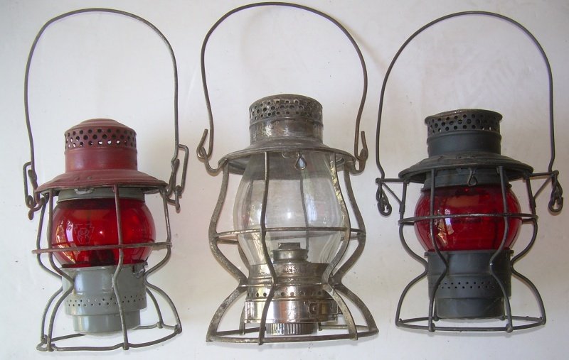 3 Lanterns: PRR, B&M, Keystone: 3 Lanterns that are worthy projects: (1) Pennsylvania Railroad Adams & Westlake "Kero" size with a red etched Keystone globe. Red paint to top area. Red Keystone stamped on the very top - Good conditi
