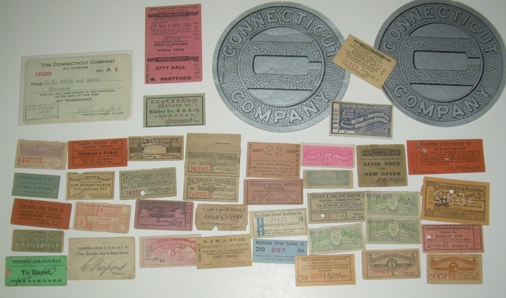 Quality Trolley, Street Car Tickets, Booklets: A nice smaller group of Street Car and Trolley related tickets. Also included are two nice Connecticut Company round information booklets. Some rare tickets are included. Condition varies.