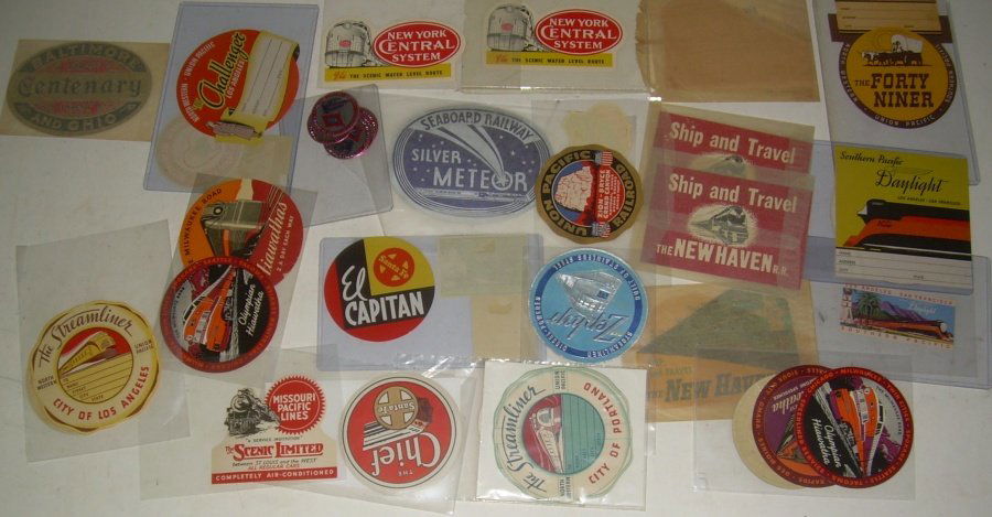 Luggage Stickers & Cigar Box labels: 25+ Luggage Stickers and at least 10 Cigar Box labels. Other advertising is also included like many Locomotive Brand Tomatoe can labels. Some of the artwork on these items is excellent. The Cigar box