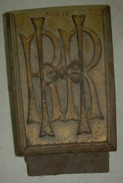 * Housatonic Cast Iron HRR Raised Lettering: I believe that this may be a bridge marker. The initials are HRR. It is old. I think it's Housatonic but it could be Harlem or some other HRR. The design is a heavy hollow box with an additional 2" re