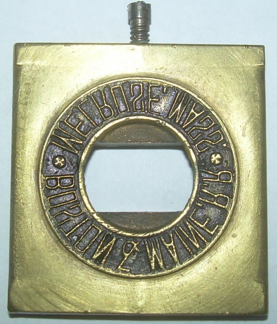 Boston & Maine RR Dater Die: Melrose, Mass: Boston & Maine Railroad – Melrose Massachusetts dater die. No agent/ticket window number. One image is photo manipulation to show a "positive" image of the die.