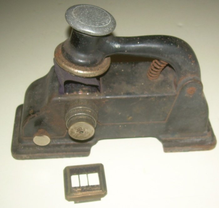 MoPac Ticket Validator: Andale, Kansas Die: Missouri Pacific Railroad - older die from Andale, Kansas. Just north west of Wichita. I think this dater machine is complete. Old dried out ink ribbon. Heavy but can be shipped. One image is photo ma