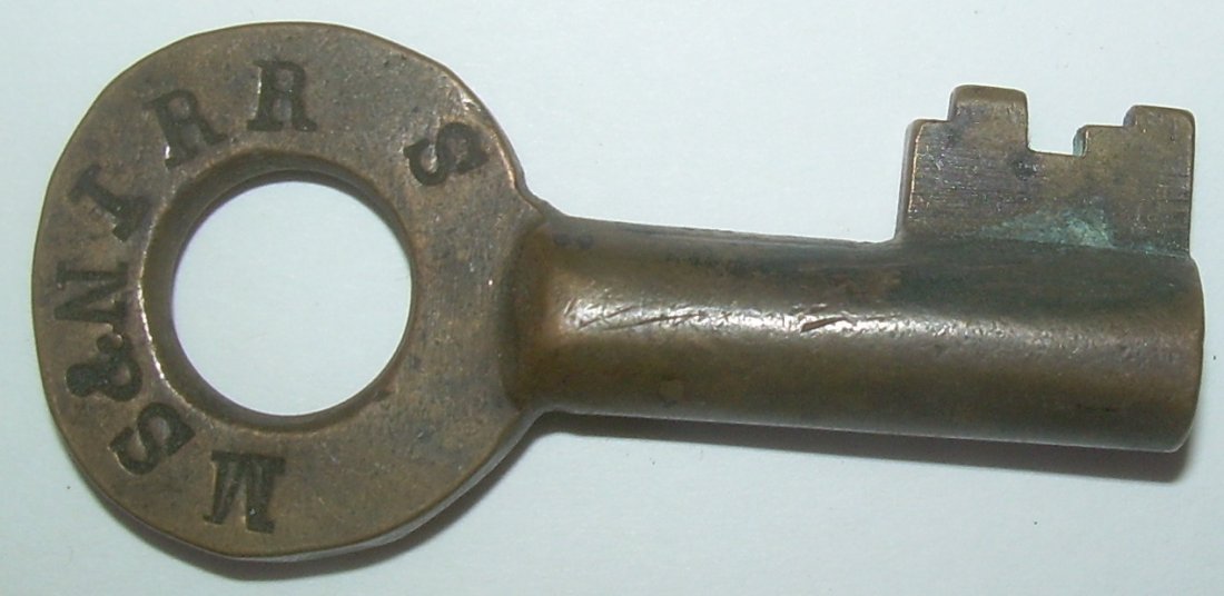 Michigan Southern & Northern Indiana Switch Key: Michigan Southern & Northern Indiana Railroad - Although the initials fit this early Lake Shore predecessor the key design looks later. It's a big key that has seen little use. No makers hallmark.