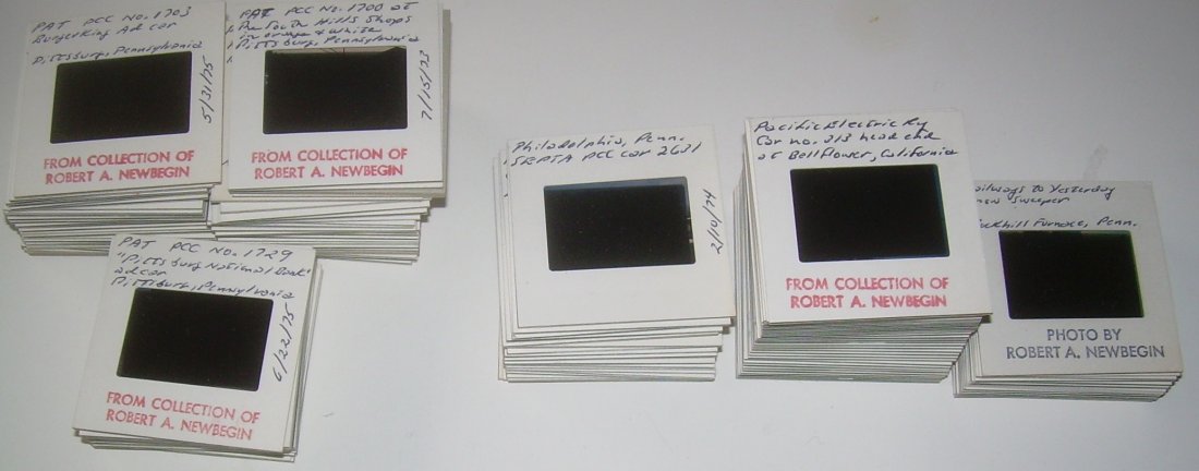 Trolley, Street Railway Slides – PA, CA: Street Railway and Trolley slide originals from Pittsburg (63), Philly (18) Railway of Yesterday (14) Pacific Electric (34). I think all date form 1974-1975. Some nice slides.