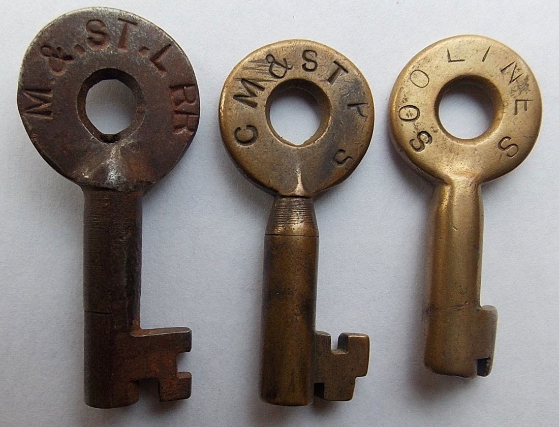 Railroad Switch Keys M&StL, CM&StP, SOO Line