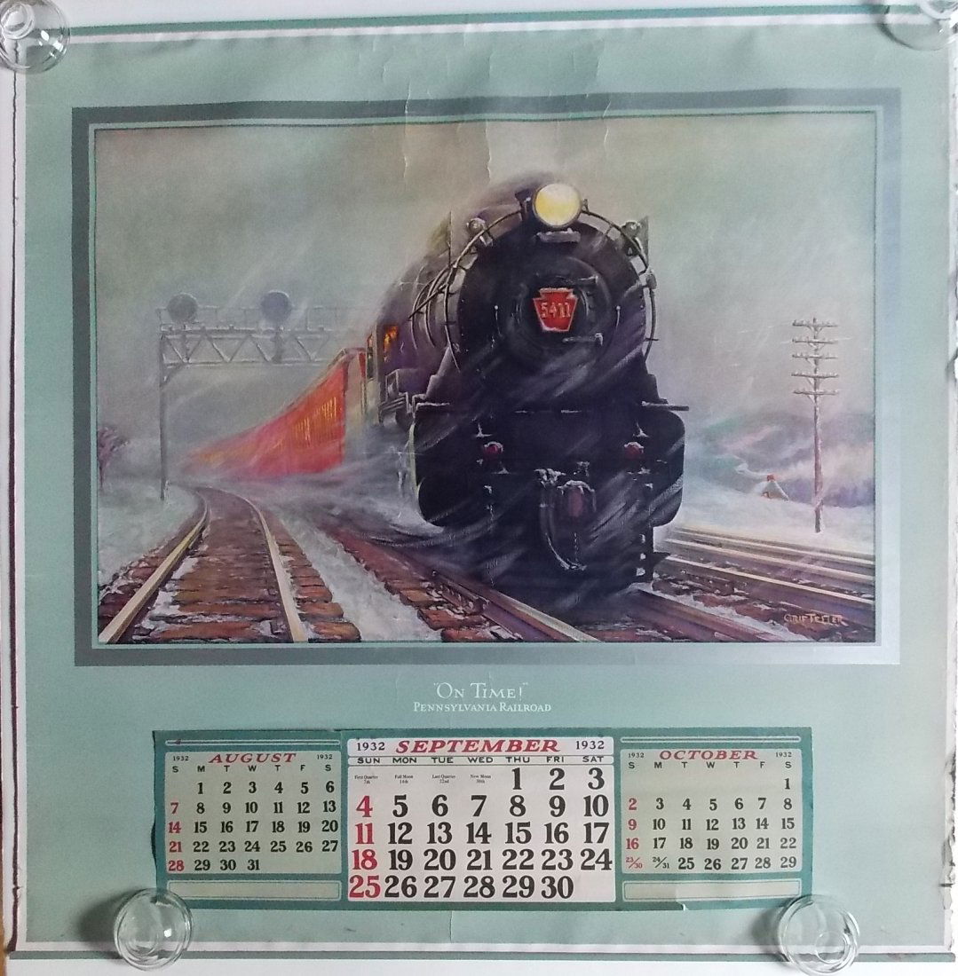 Pennsylvania Railroad Calendar 1932 "On Time" (1 of 4)