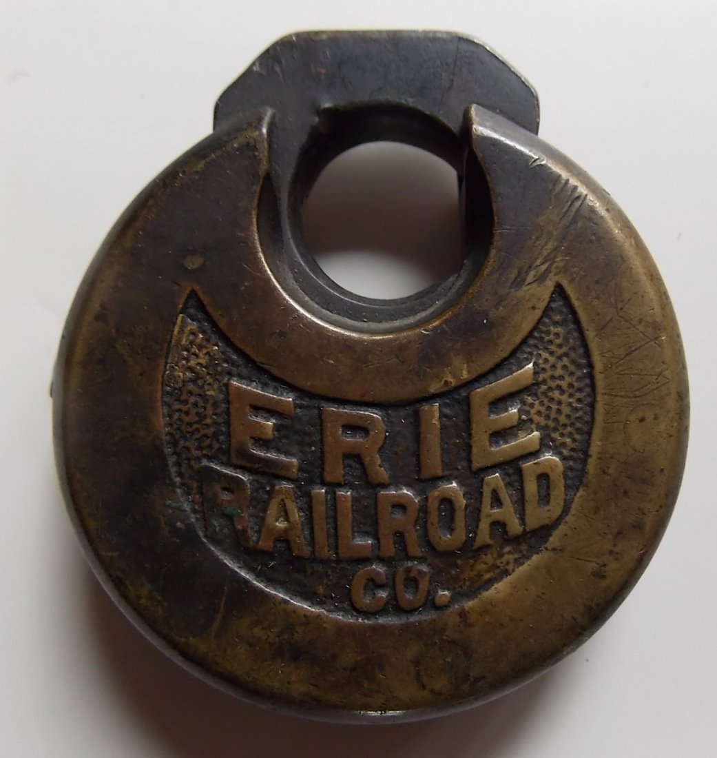 Erie Railroad Company Brass Cast Pancake Lock (1 of 3)