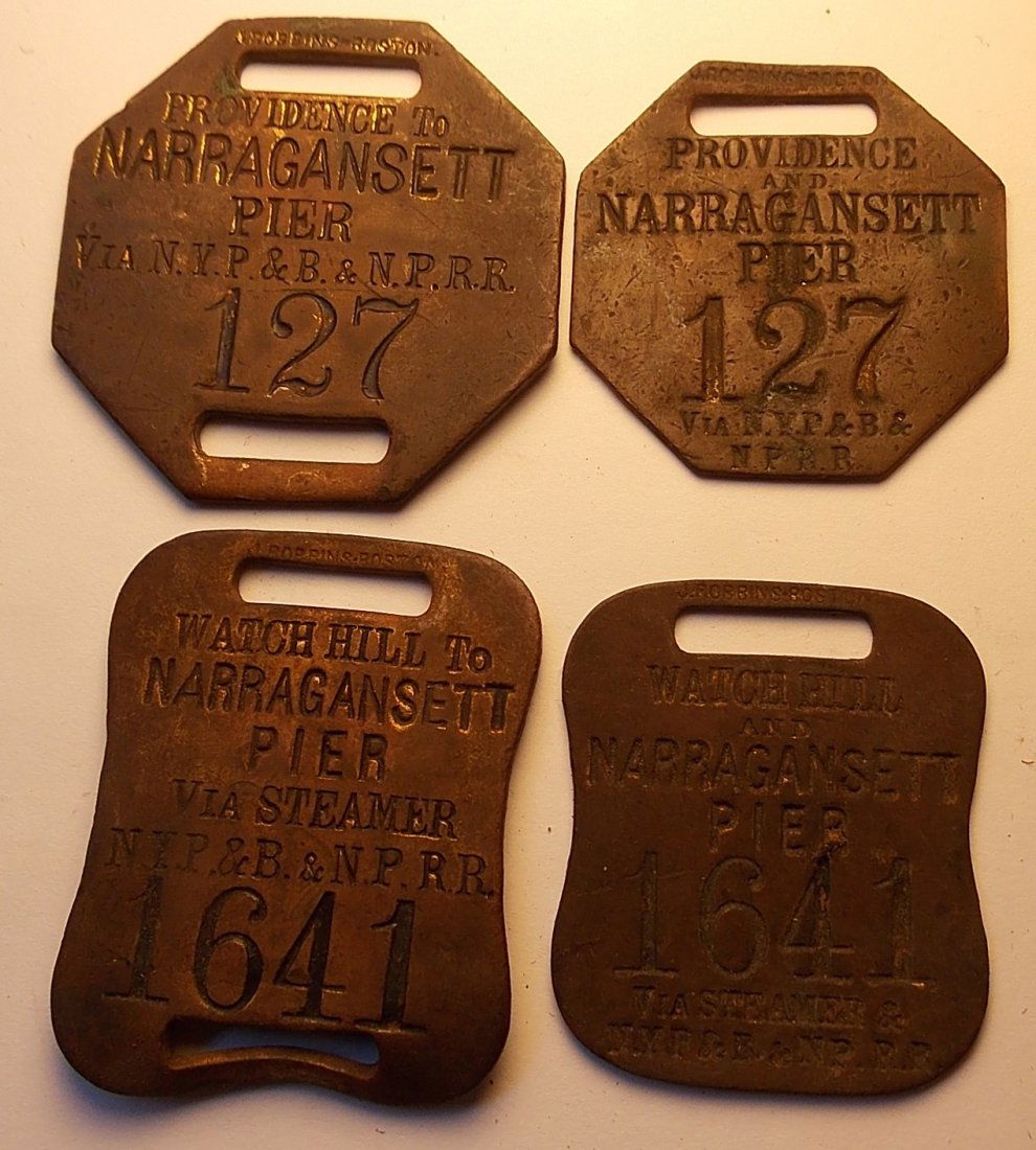 2 sets of Brass Baggage Tags from Rhode Island (1 of 2)
