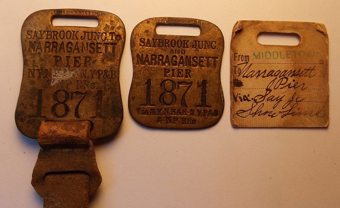 Saybrook Junction Brass Baggage Tag set (1 of 2)