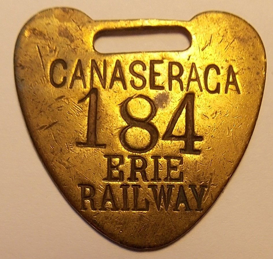 Canasaraga NY Erie Railway Baggage Tag (1 of 2)